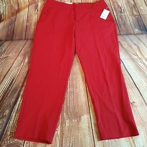Red stretch pants ankle skinny